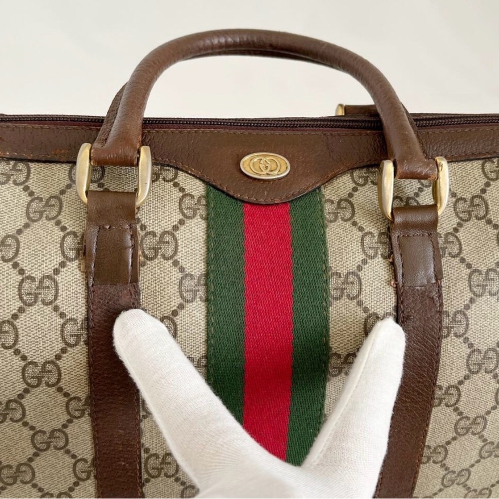 โจ Vintage Gucci GG Supreme Web Boston Bag - Sherry Line โจ - Picture 8 of 11